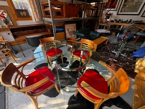 Milo Baughman Glass and Chrome Base Dining Table