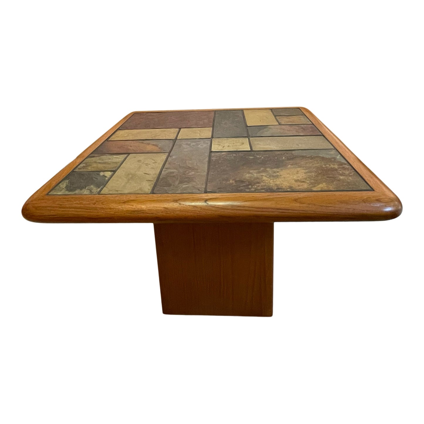 Mid Century Slate and Teak Side Table