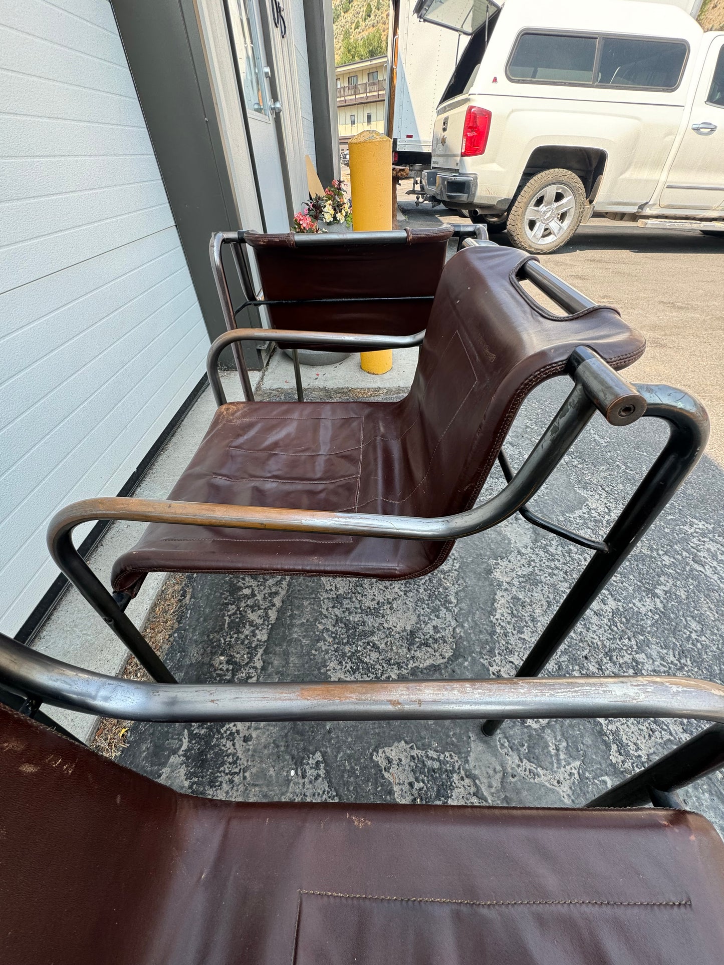 4 Vintage Metal and Leather Dining Chairs