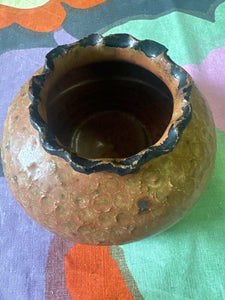 Cute vintage textured ceramic vessel