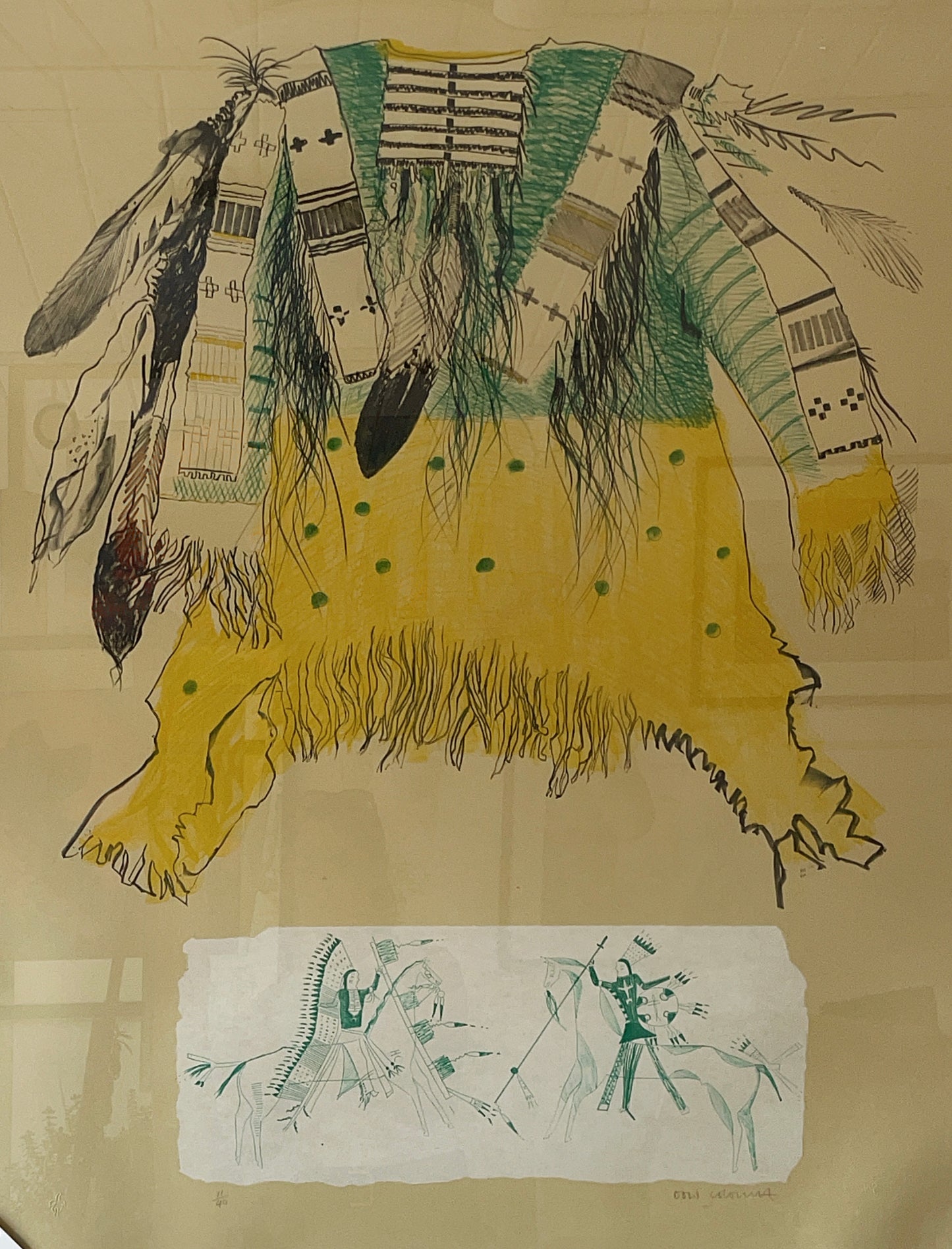 Warshirt with Green Ledger lithograph by Don Crouch