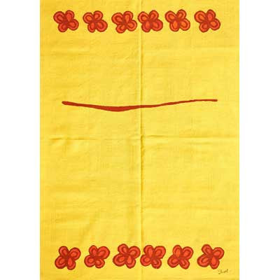 kilim french accent rug yellow with red flowers